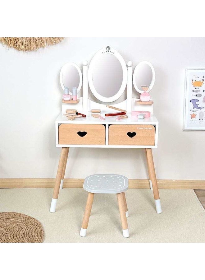 Pikkaboo Woody Buddy Vanity Table - White - Image 1